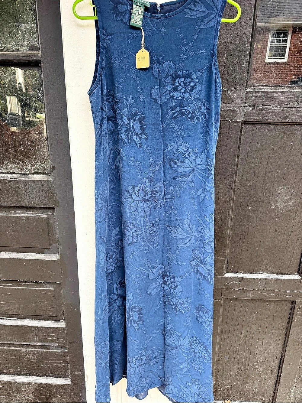 Lauren Ralph Lauren Floral Jacquard Sleeveless Dress Blue